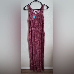 Maurices Paisley Jumpsuit in Burgundy and White
